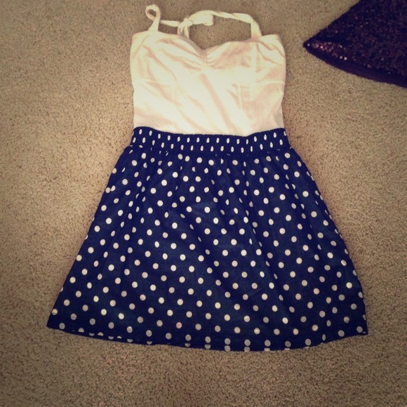 Blue and white dress