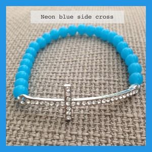 NEON BLUE SIDE CROSS BRACELET