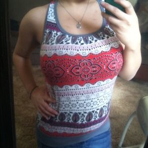 Red Patterned Tank Top