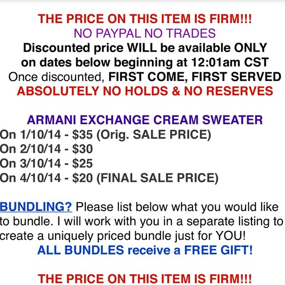 ❌SOLD❌in bundle Armani Exchange Cream Tone Sweater - Picture 4 of 4