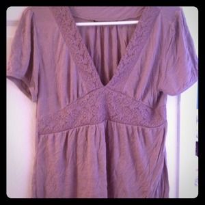 Purple low v-neck babydoll express shirt