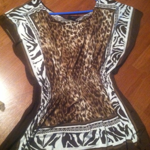 Brown and white blouse