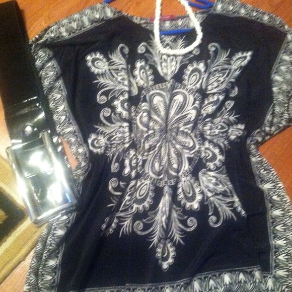 Black and white print blouse