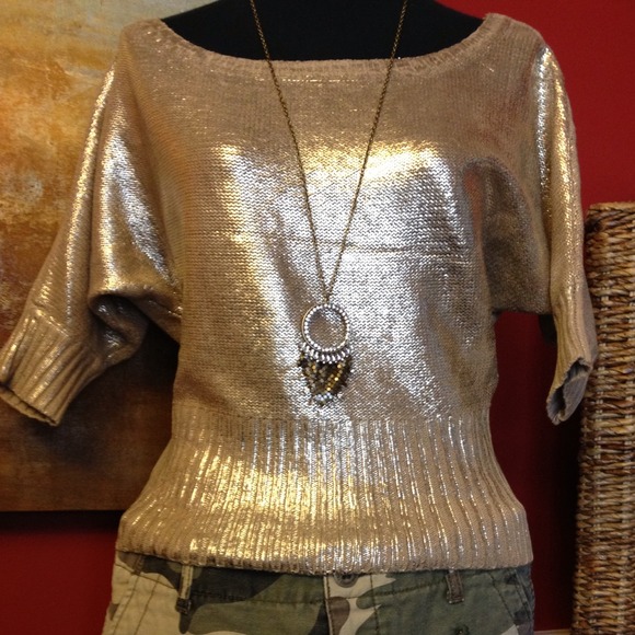 Gold Knitted Short waist Sweater