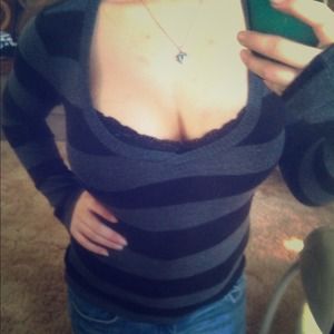 Black and Gray Striped Top