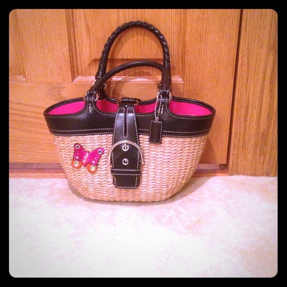 REDUCED!! Authentic Straw Coach Bag