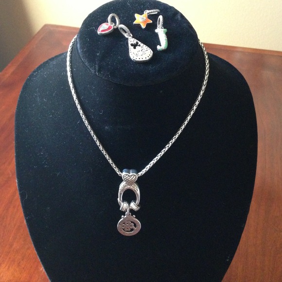 RESERVED Brighton charm holder necklace & charms