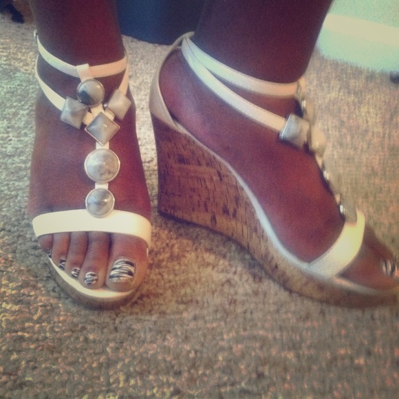 White wedge sandals
