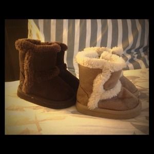 Cute baby girl fuzzy boots-Brown and tan available