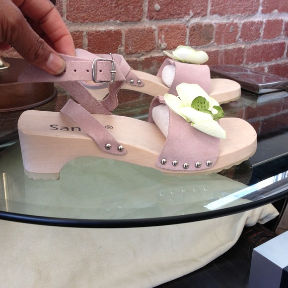 Sanita Clog Sandals pink suede leather Free People - Picture 2 of 4