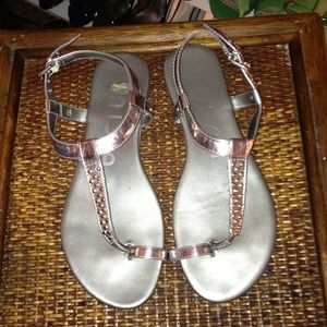 Pewter Flat Thong Sandals