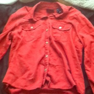 Red button down