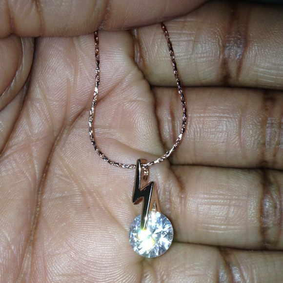 Lightning bolt necklace w/ diamond