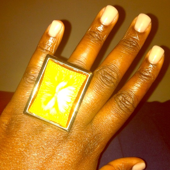 Square Ring with Stone - Picture 1 of 1