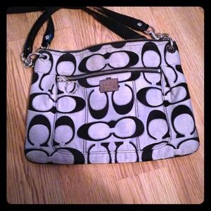 Black and grey coach cross body
