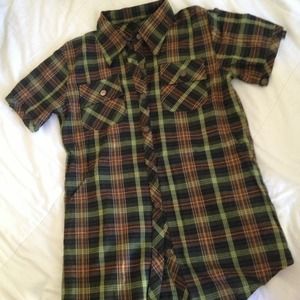 Plaid button down top