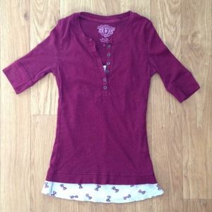 Faded Burgundy button-up Top