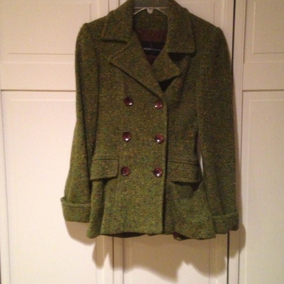 Green Multi tweed pea coat