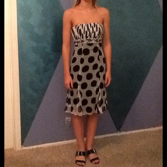 Polka dot cocktail dress with beading