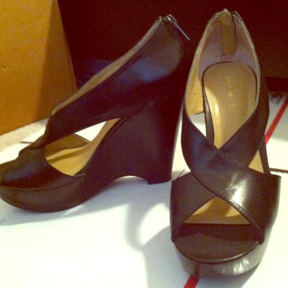 🚫BUNDLED🚫SOLD🚫Nine West black leather wedge