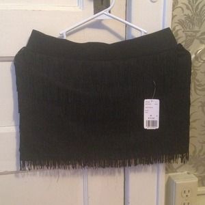 Black Fringe Forever 21 Mini Skirt Size Medium NWT