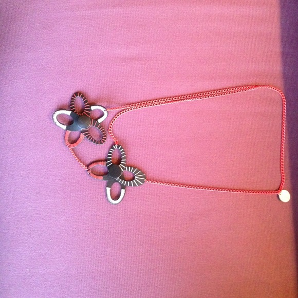SOLD Leather and chain necklace