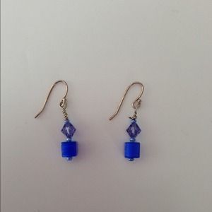Blue cubes earrings