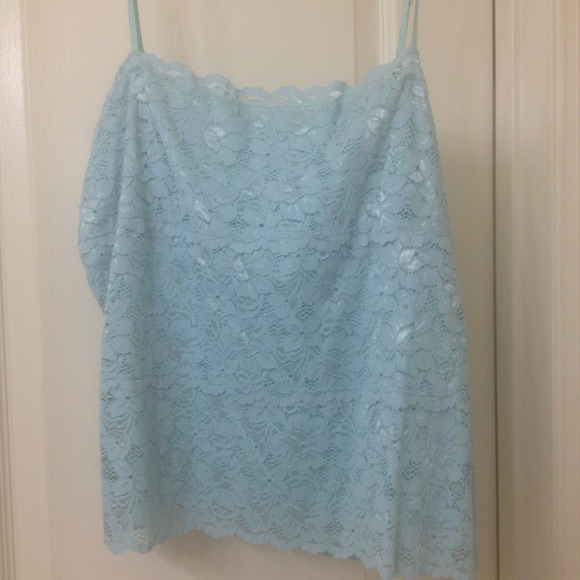 Tiffany blue lace tank top