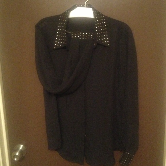 Black gold studded sheer Vince Camuto Blouse
