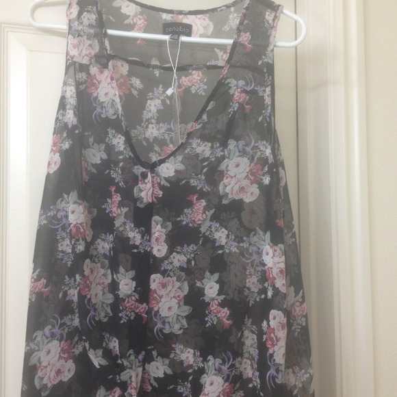 Chiffon black flower top