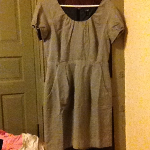 J. Crew navy and white striped empire waist dress