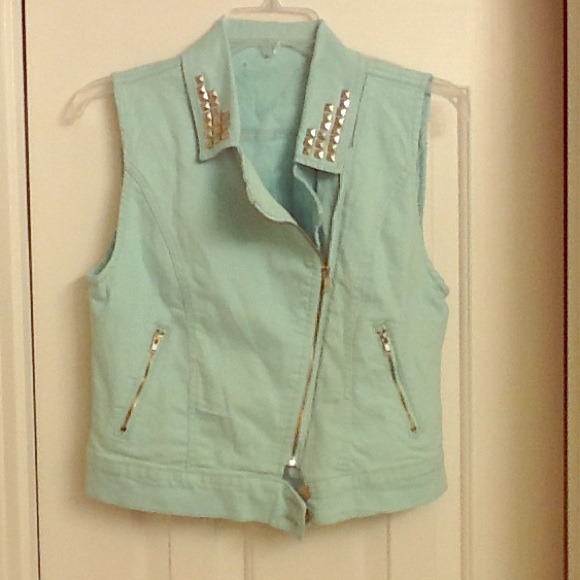 Tops - Sold/Bundled for Lisa - Mint Denim motorcycle Vest