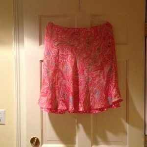 100% silk JONES NY size 10 skirt,w/fun,flirty trim