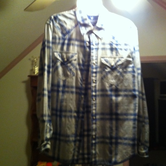 Blue & White plaid snap buttons