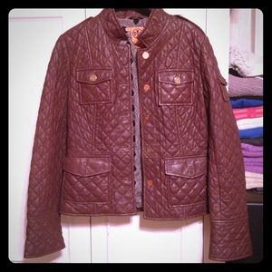 Authentic brown leather Tory Burch jacket