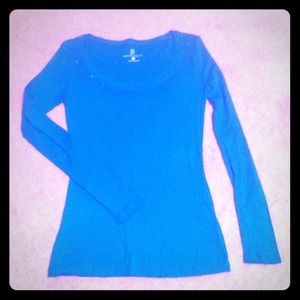 Bright blue long sleeve top