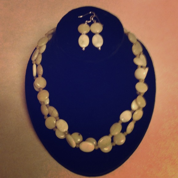 Green Jade necklace and earrings