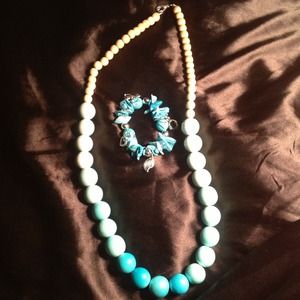 REDUCED Bold long necklace w/ real shell Bracelet