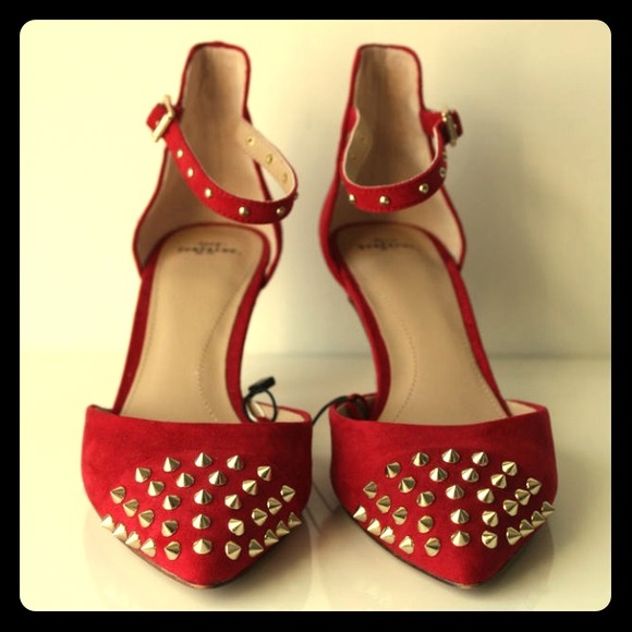 Zara Shoes - Zara Red Court Shoes with Studs
