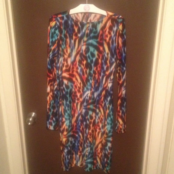 Hott Multi Color Print LS Dress - Picture 1 of 4