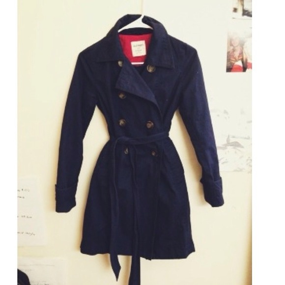Navy blue button-up peacoat; Old Navy XS