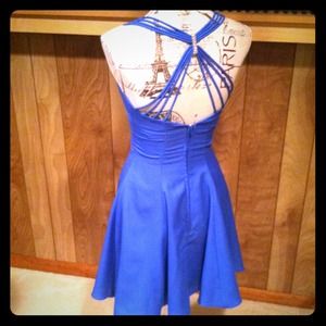 Blue Cocktail Dress with Strappy Back