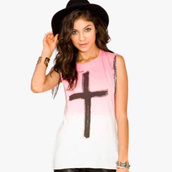 ombré pattern top featuring a cross  NO TRADES!!!!