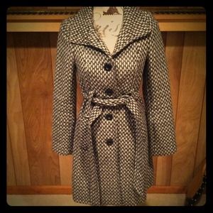 Black and White Patterned Fashion Coat