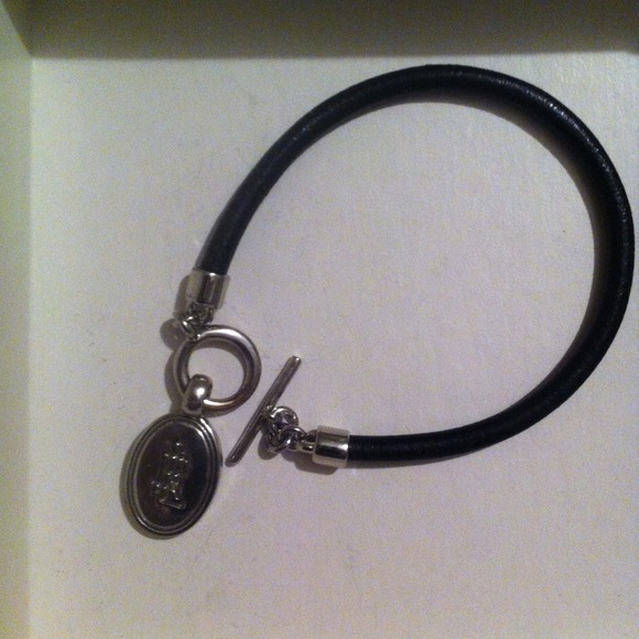 Black leather and silver Ralph Lauren Bracelet