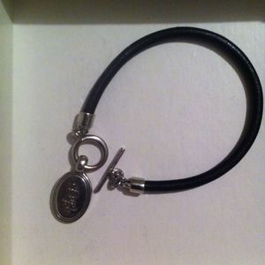 Black leather and silver Ralph Lauren Bracelet