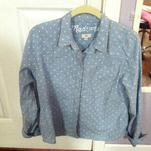 Chambray polka dot button down