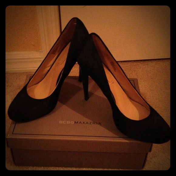 BCBG Maxazria black satin platforms heels - Picture 1 of 1