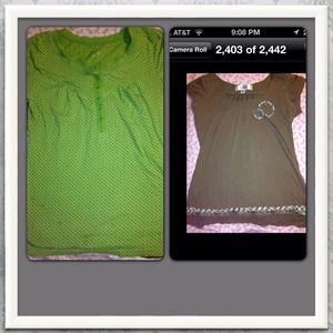 Lot of 2 medium blouse EUC green/brown