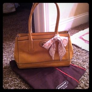 RESERVED Light Brown Authentic Coach Bag and scarf